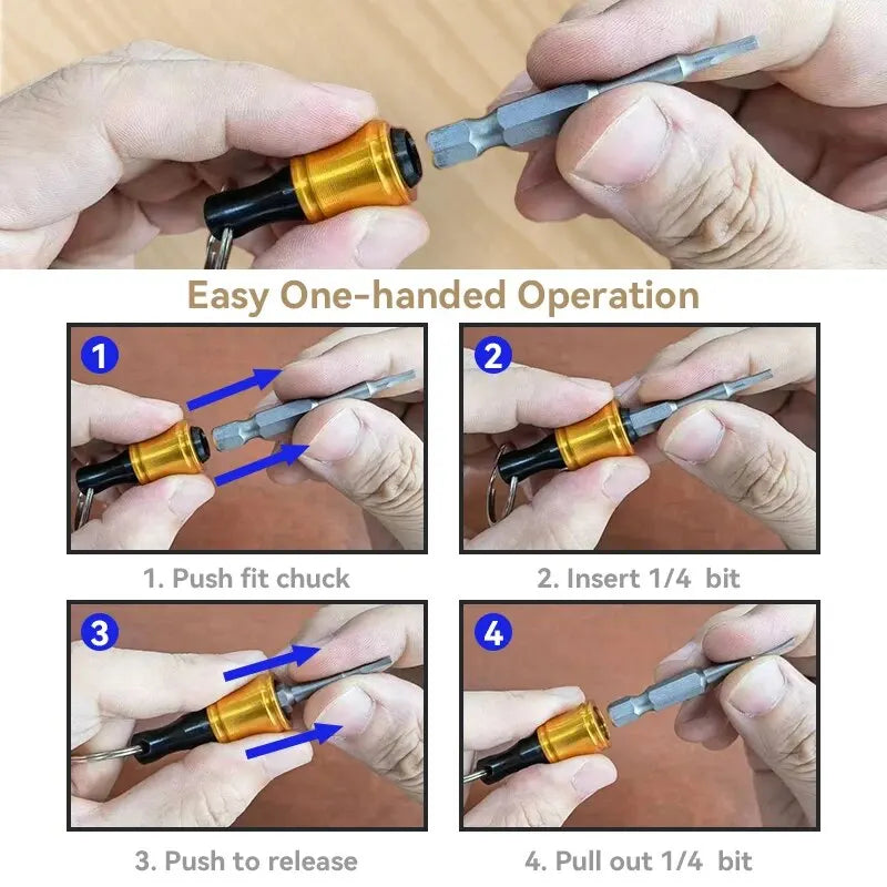 6 PCS 1/4 Inch Bit Holder Keychain, Hex Screwdriver Bits Holder