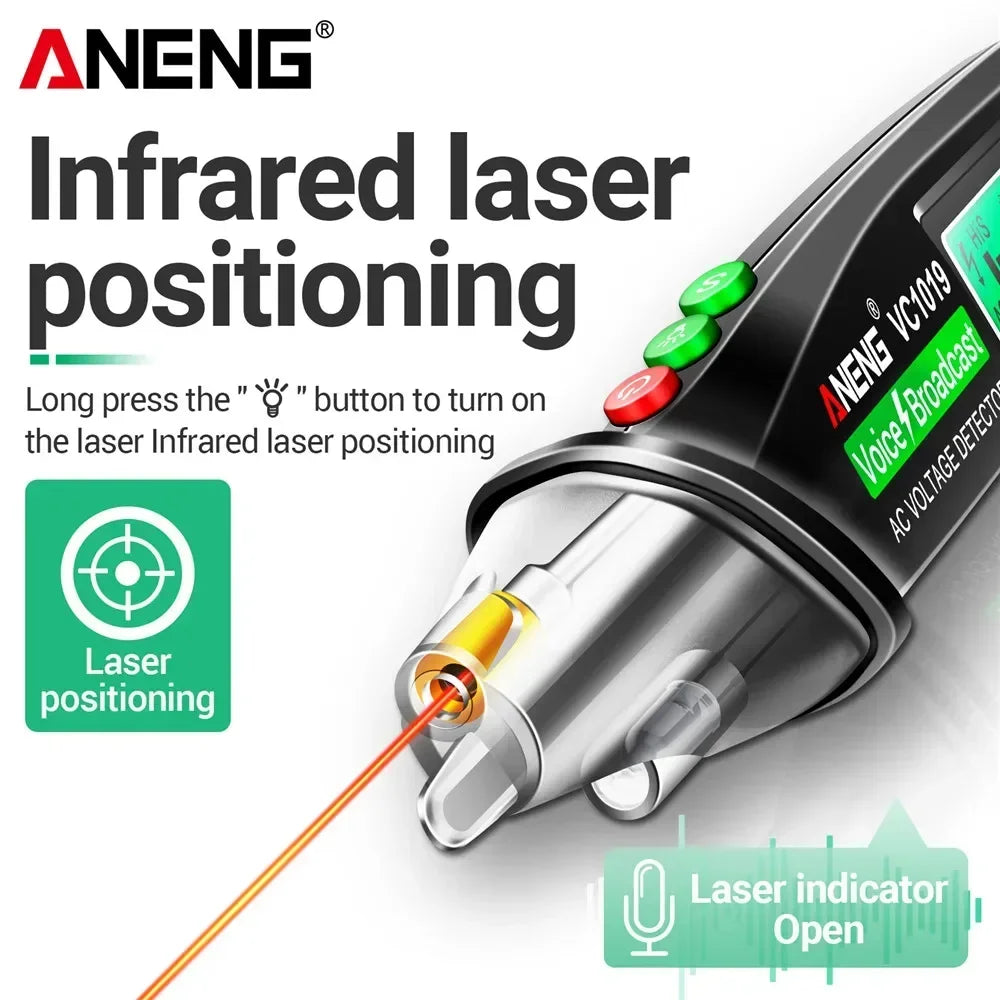 ANENG VC1019 Non-Contact Voltage Tester Pen Voice Broadcast Red Laser