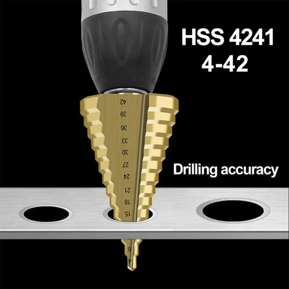 4-52mm 4-42mm 4-32mm Step Drill Bit Set Titanium Straight Flute