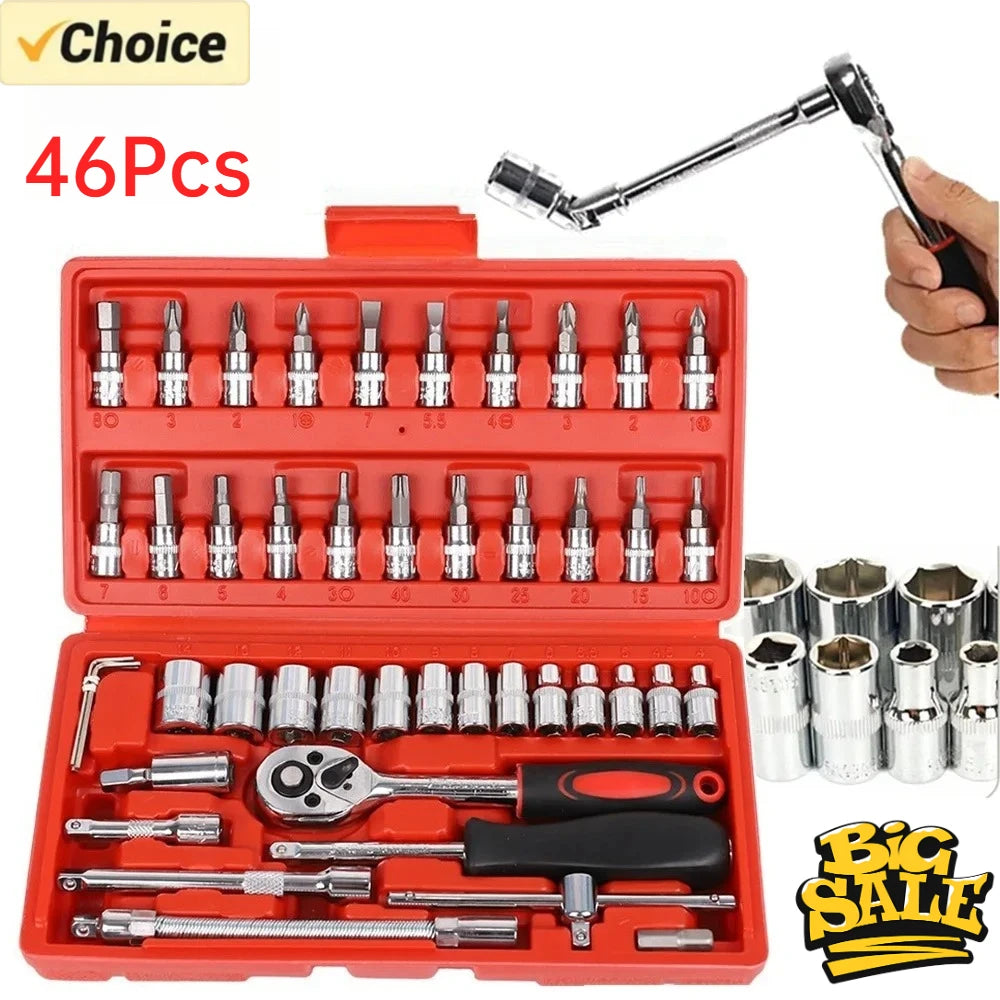 1Pc Krachtige 46pcs/set Carbon Steel Combination Set 1/4" Wrench
