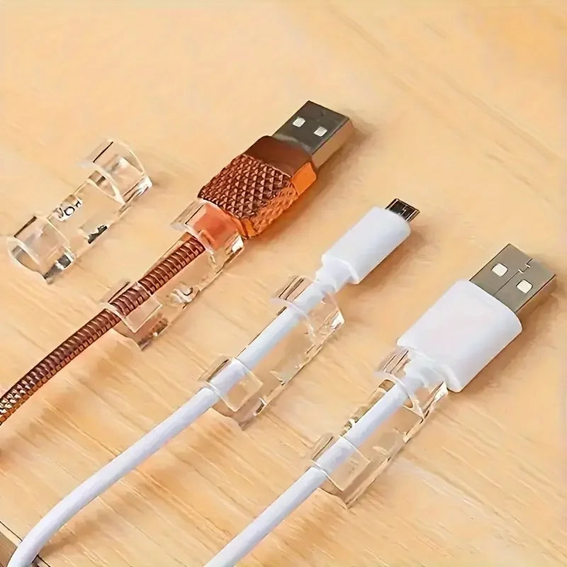 Clear Plastic Cable Clips - Transparent Wire Organizers for Wall &