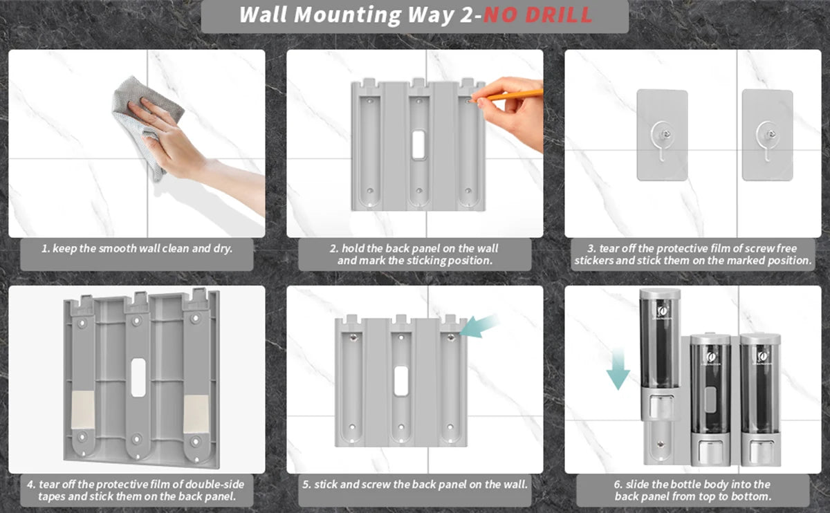 Wall Soap Shampoo Dispenser Bathroom Shower Gel Dispenser Kitchen