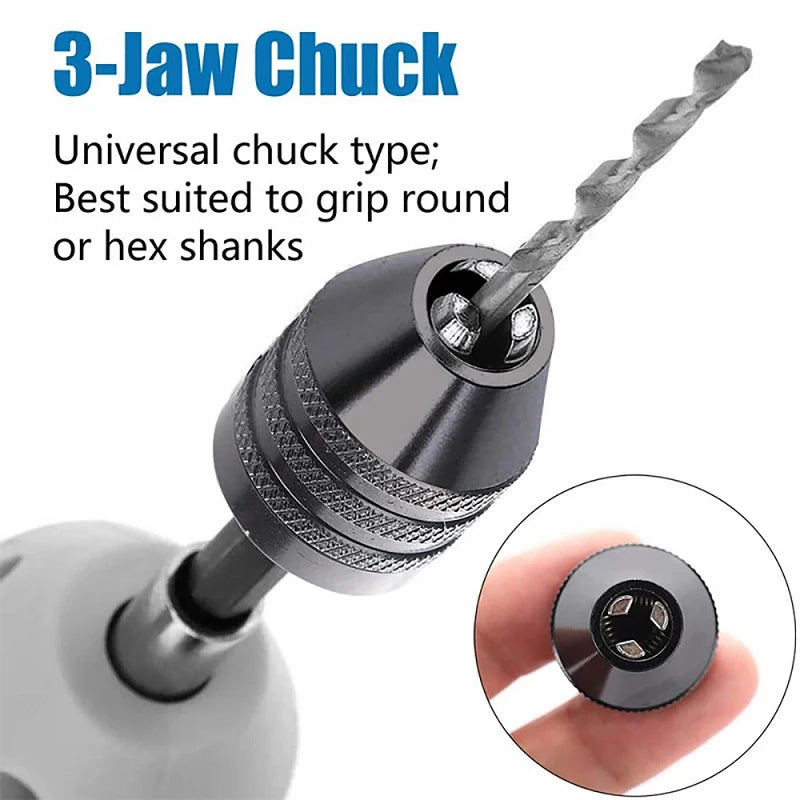 0.3mm-8.0mm Mini Keyless Chuck Electric Drill Bits Collet Converter