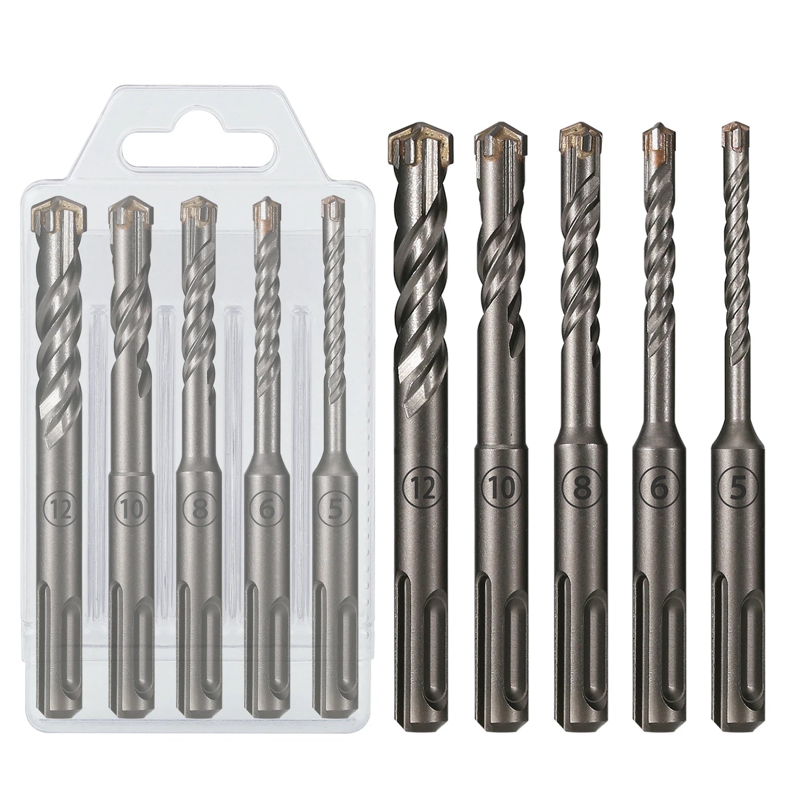 5Pcs/Set SDS PLUS Shank 5/6/8/10/12mm Concrete Impact Hammer Masonry