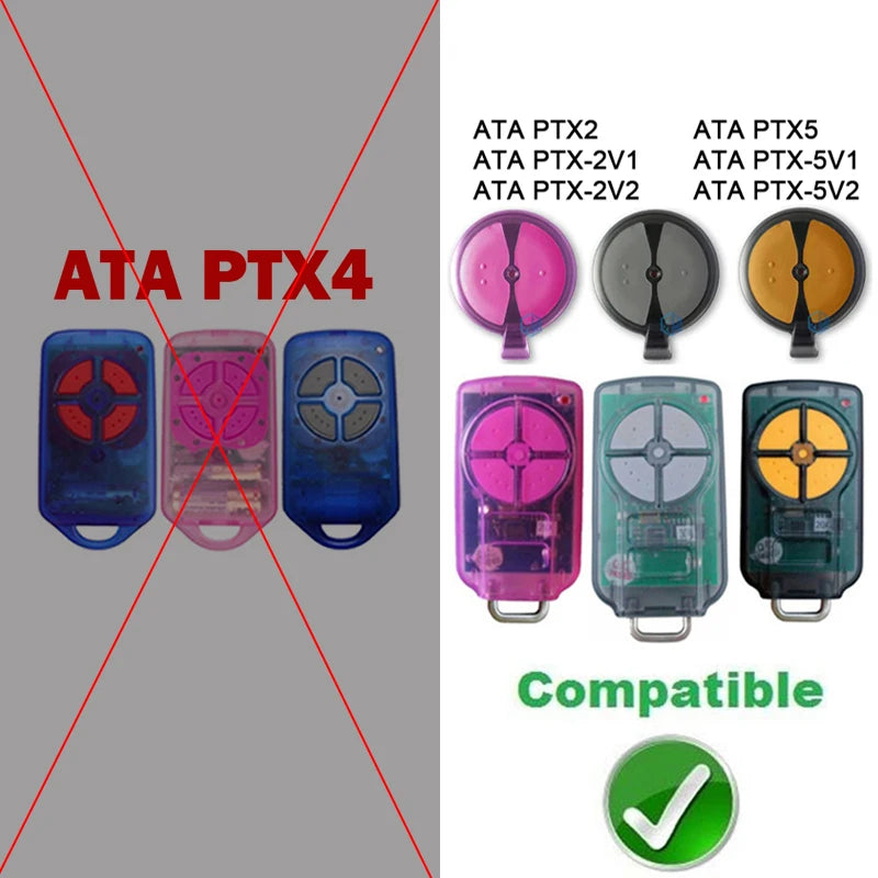 ATA PTX5v2 PTX5 Garage Door Remote Control 433.92MHz Rolling Code ATA