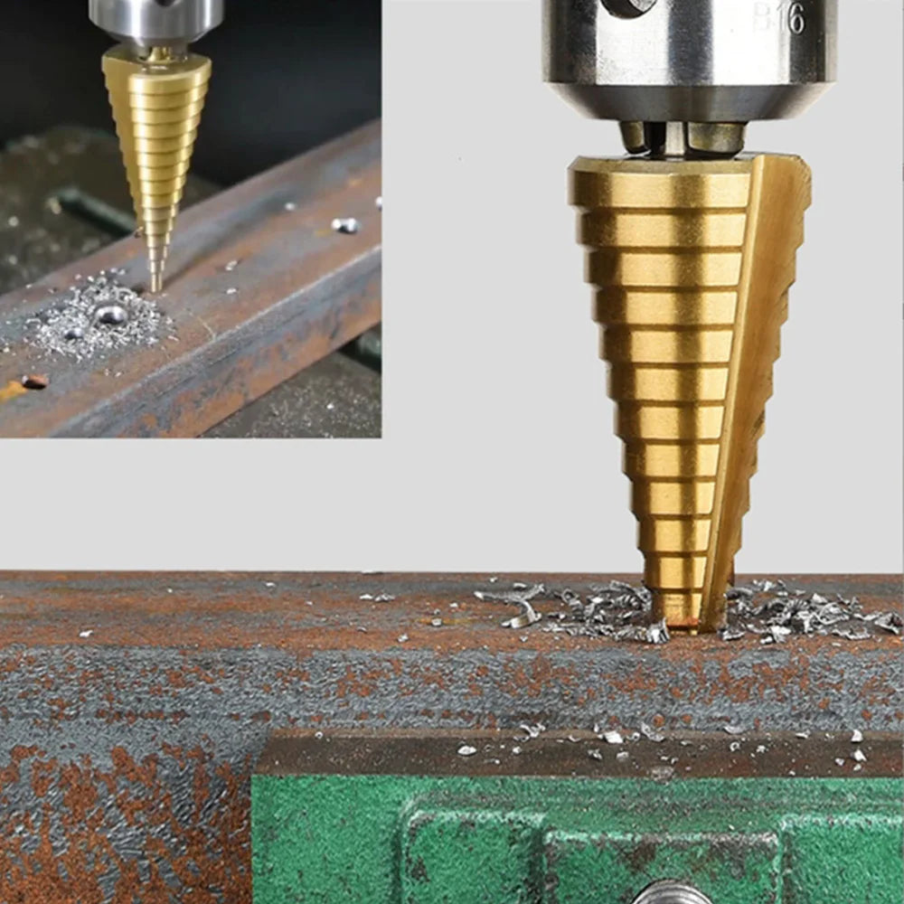 HSS Step Drill Titanium Plated Hexagonal shank straight groove bit