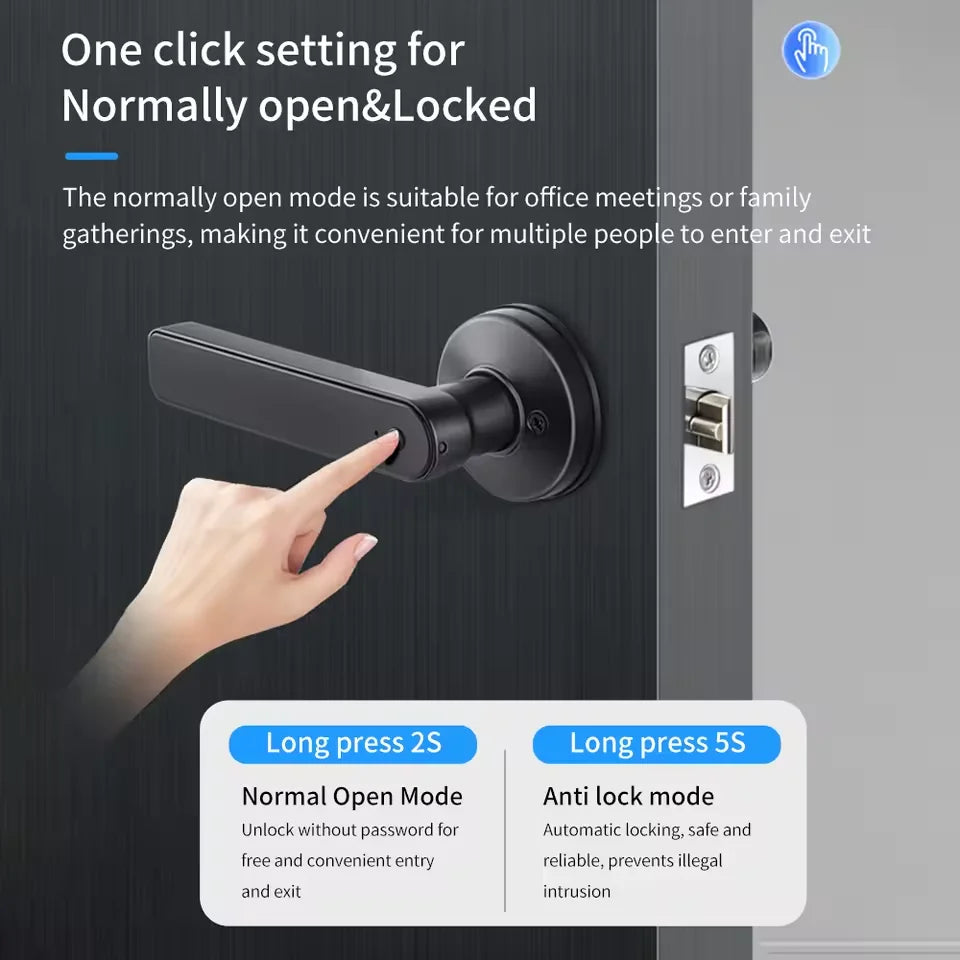 Tuya App Bluetooth Smart Fingerprint Door Lock Password Mechanical
