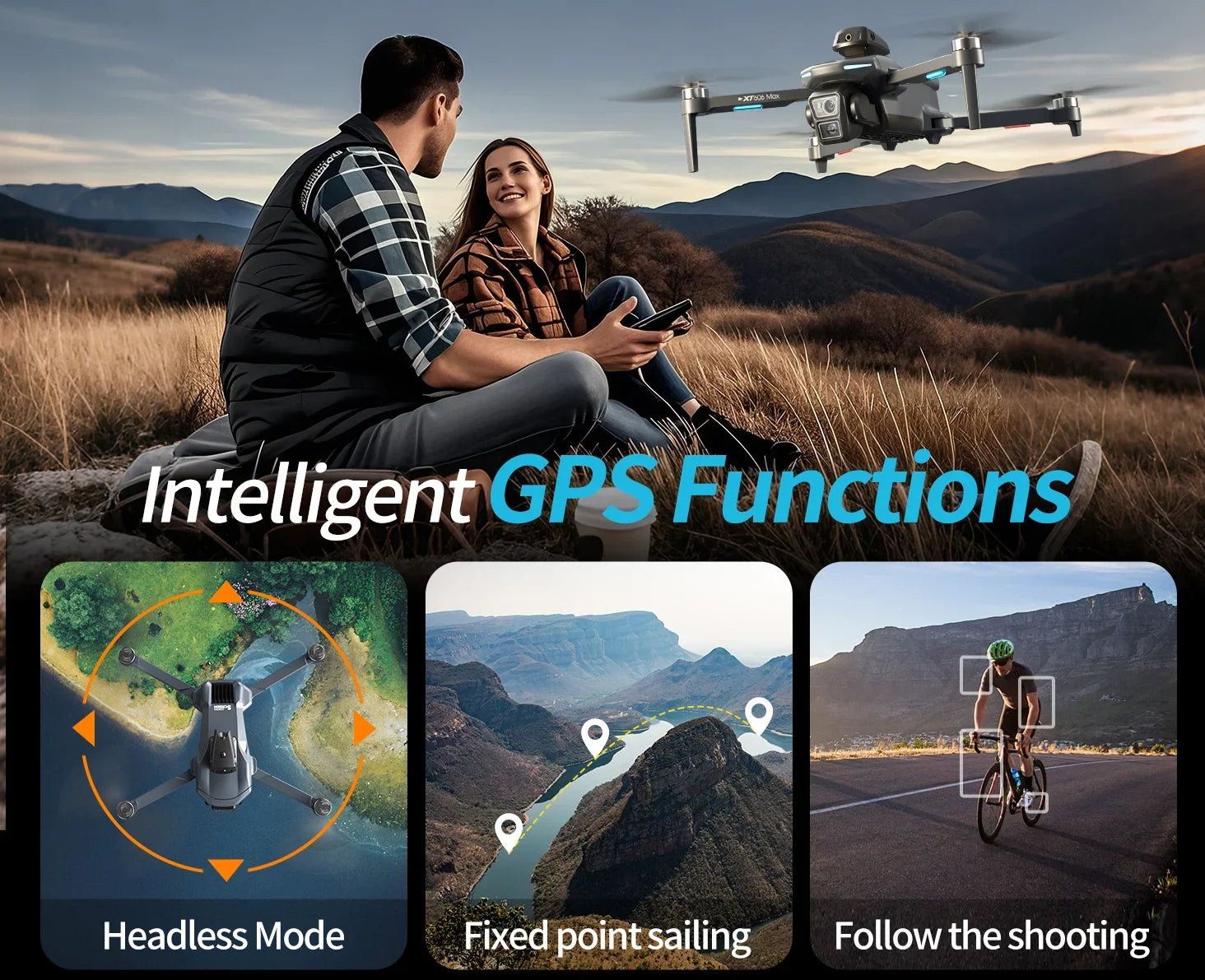 XT606 GPS Drone 8K HD 360° Dual Cameras 5G WiFi FPV Brushless Foldable