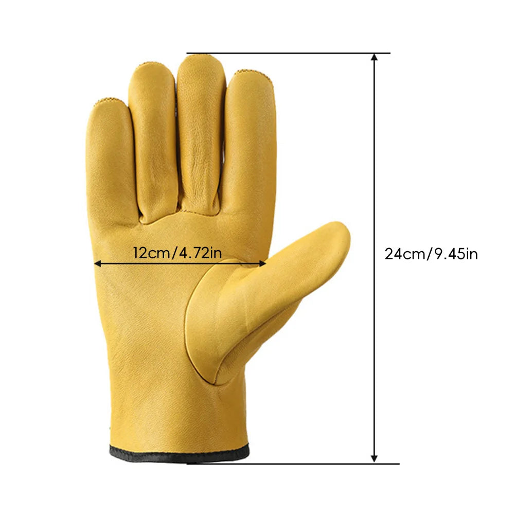 Men Work Gloves Soft Cowhide Driver Hunting Driving Farm Garden