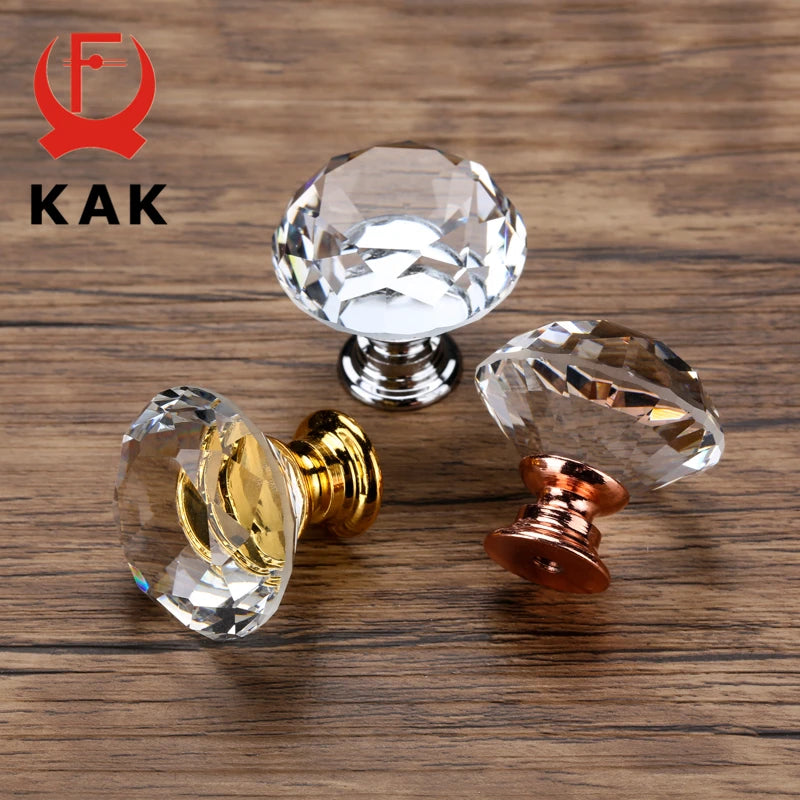 20-40mm Diamond Shape Design Crystal Glass Knobs Cupboard Drawer Pull