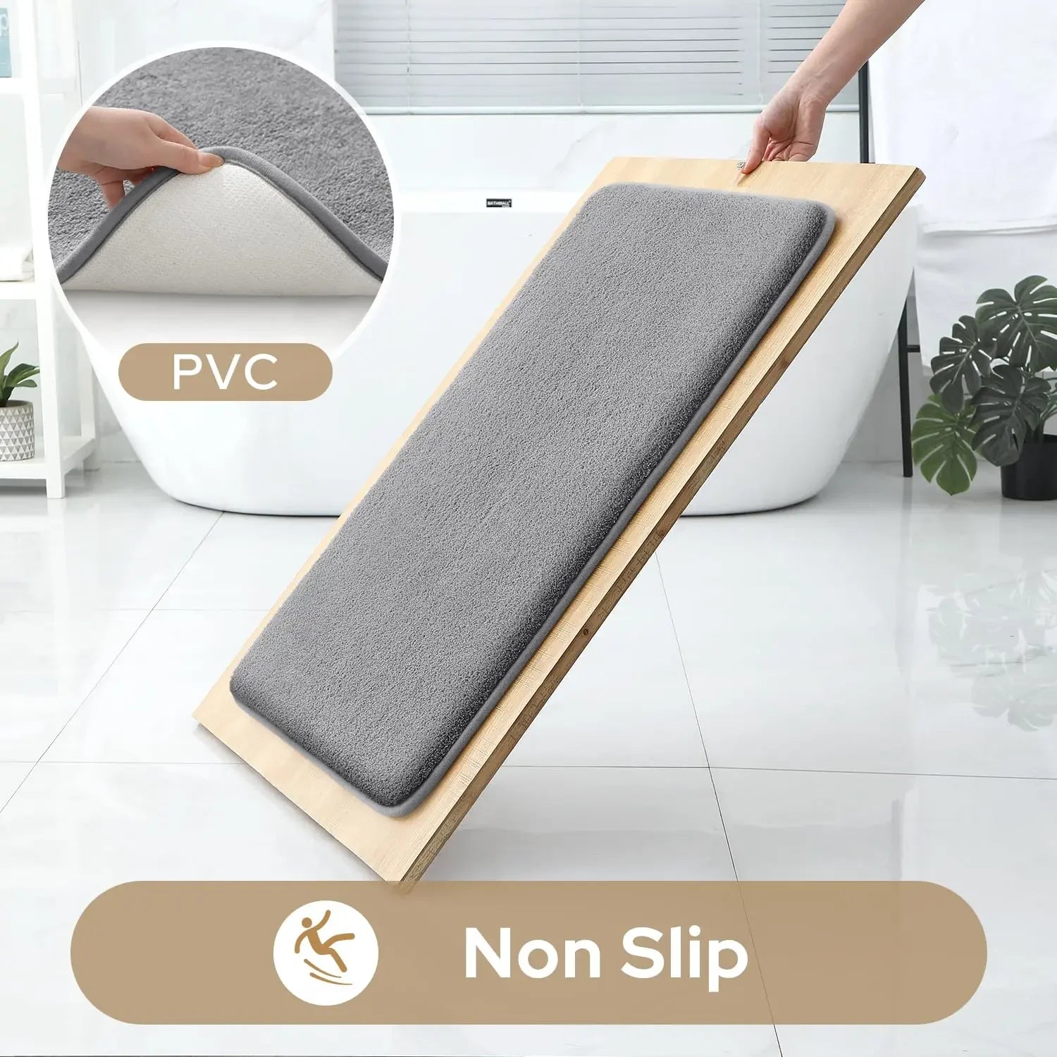 3PC Bathroom Waterproof Non-slip Sponge Carpet Three-piece Set