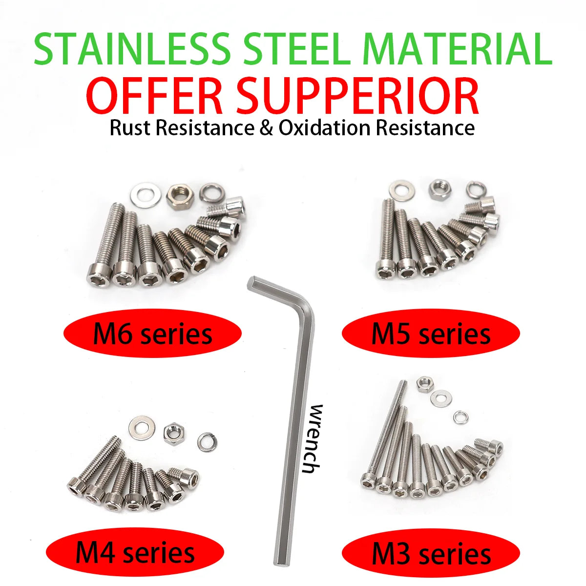 600pcs Stainless Steel Hex Socket Head Nuts and Bolts Set - M3, M4