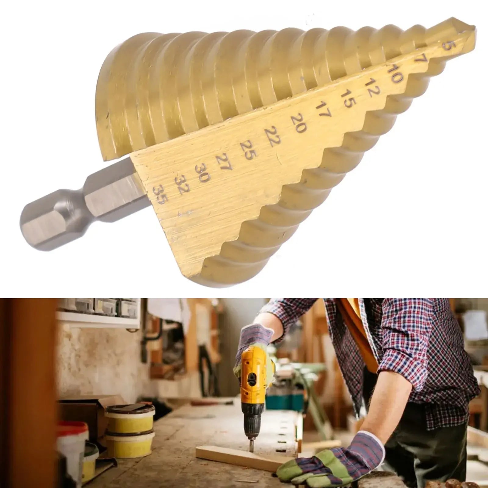 HSS Step Drill Bit — Straight Groove Titanium Coated fo - View 1