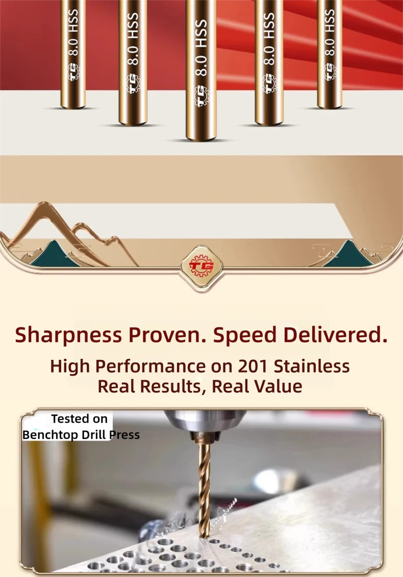 TG HSS6542 Precision Ground High Hardness Twist Drill Bits for