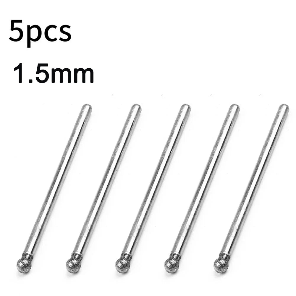 5Pcs 0.5mm-8mm Diamond Round Burring Sanding Drill Bit Cutting