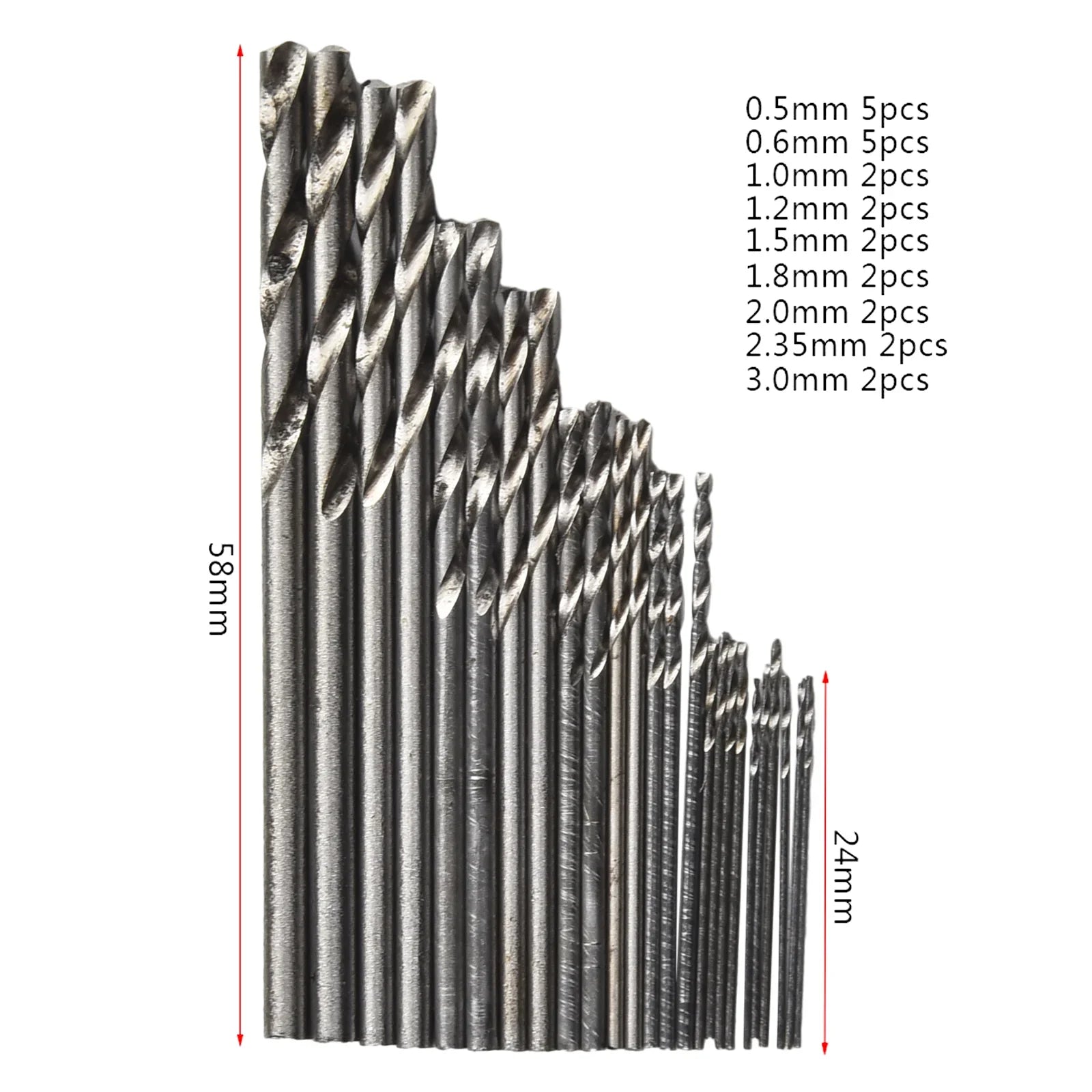 25Pc Hss Micro Drill Bit Set 0.5mm-3mm High Speed Steel Pcb Small