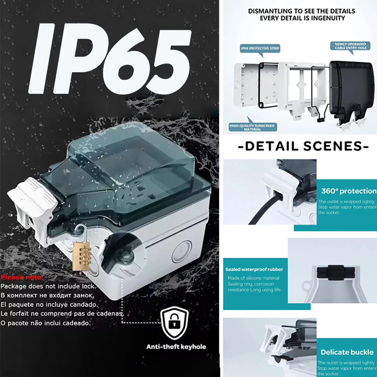 Tuya Power IP66 Outdoor Socket AU CN ARG Wifi Smart Waterproof Socket