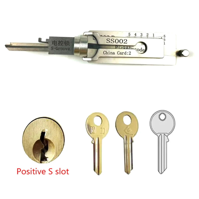 SS002 Locksmith Tool Set 2-in-1 Implement for Door Lock Servicing