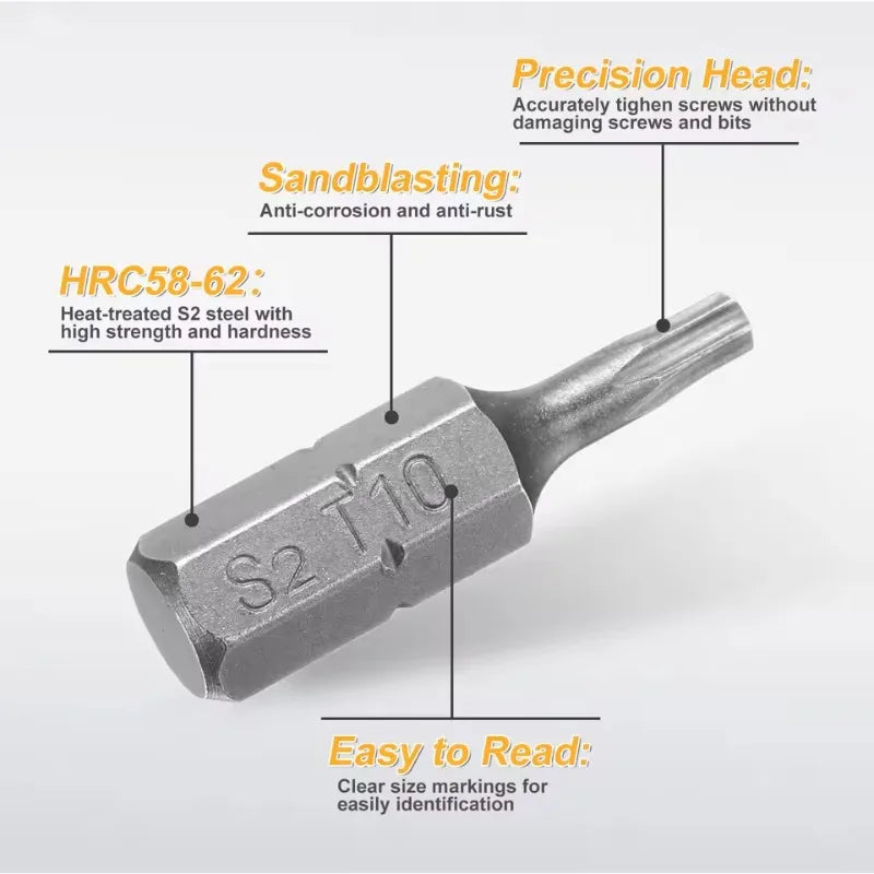 S2 Torx Screwdriver Bit 1/4" Hex Shank Screwdriver Drill Bits Impact