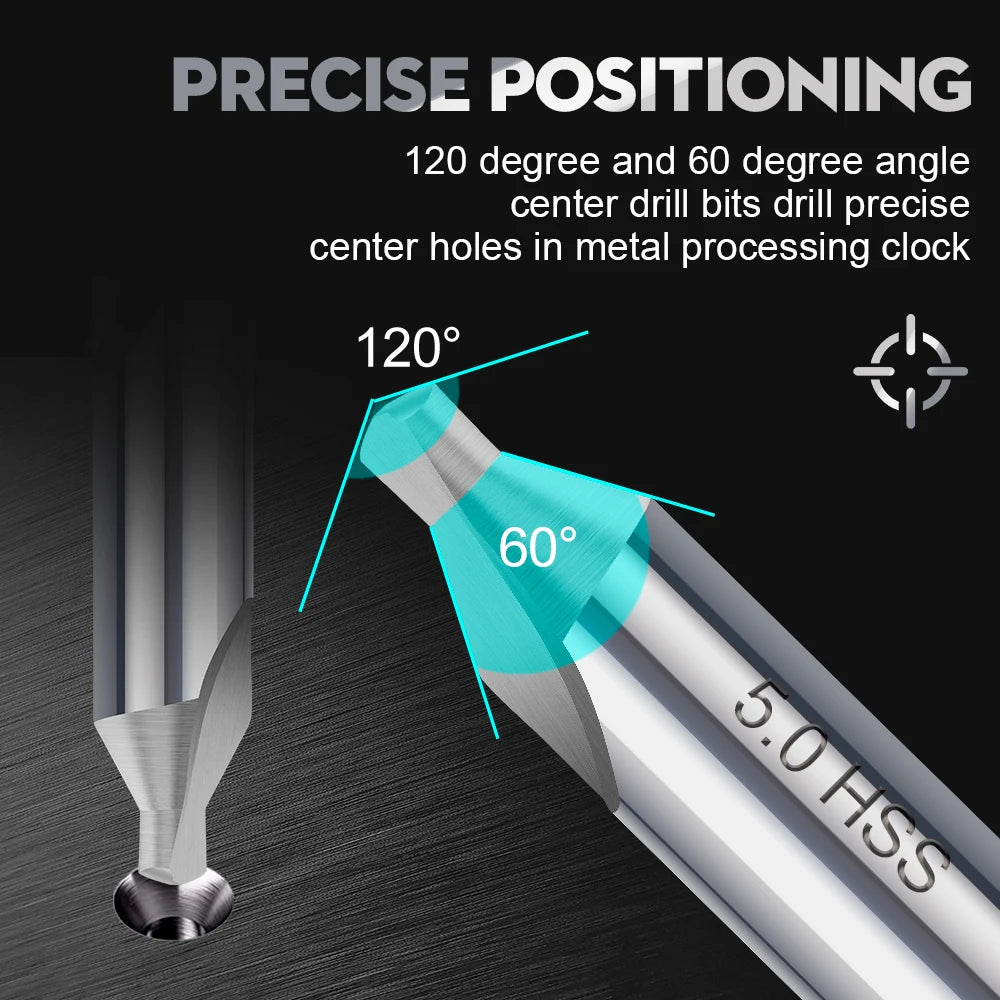 XCAN HSS Center Drill Bits 60-Degree Angle Center Drill Bits