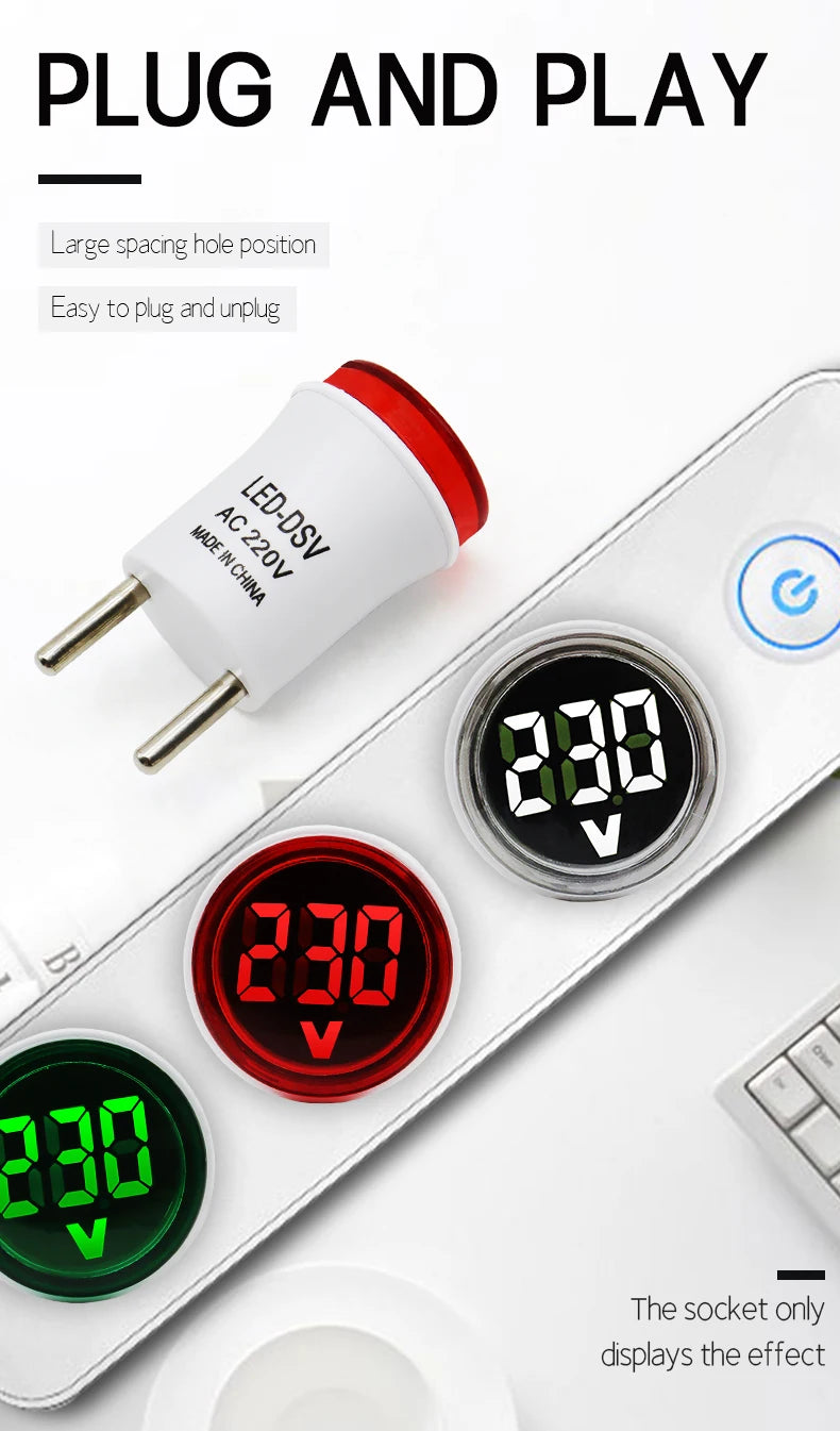 AC50-500V Digital Round LED Display Volt Tester Detector Voltmeter