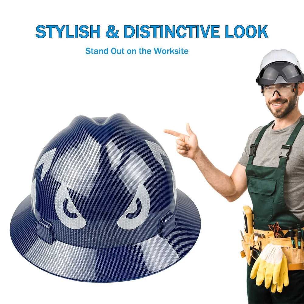 Full Brim Safety Helmet with Reflective Stickers – CE Certified Hard Hat