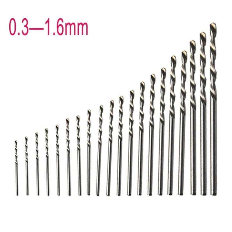 20pcs 0.3mm-1.6mm HSS Twist Drill Mini Hand Drill Hole Puncher Micro