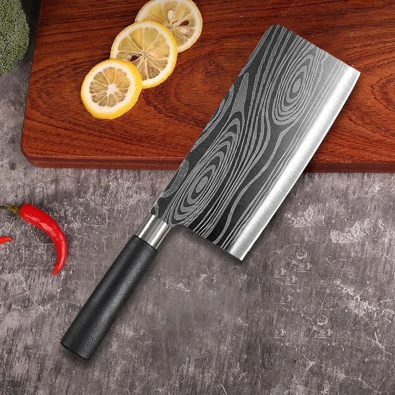 Laser Damascus Pattern Utility Kitchen Knives Scissors Sharpening Rod