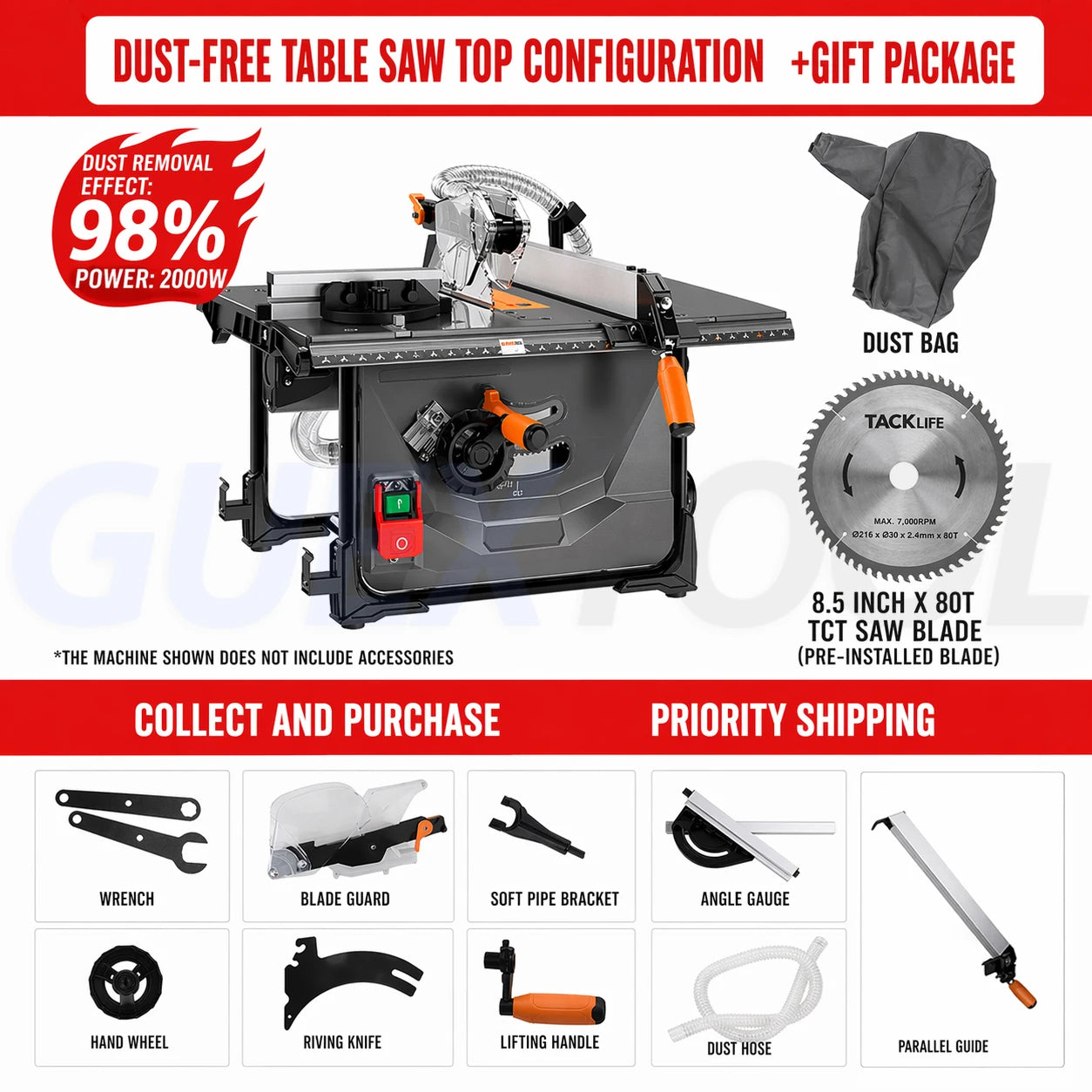 High-Precision Dust-Free Push Table Saw – Extendable Woodworking Bench