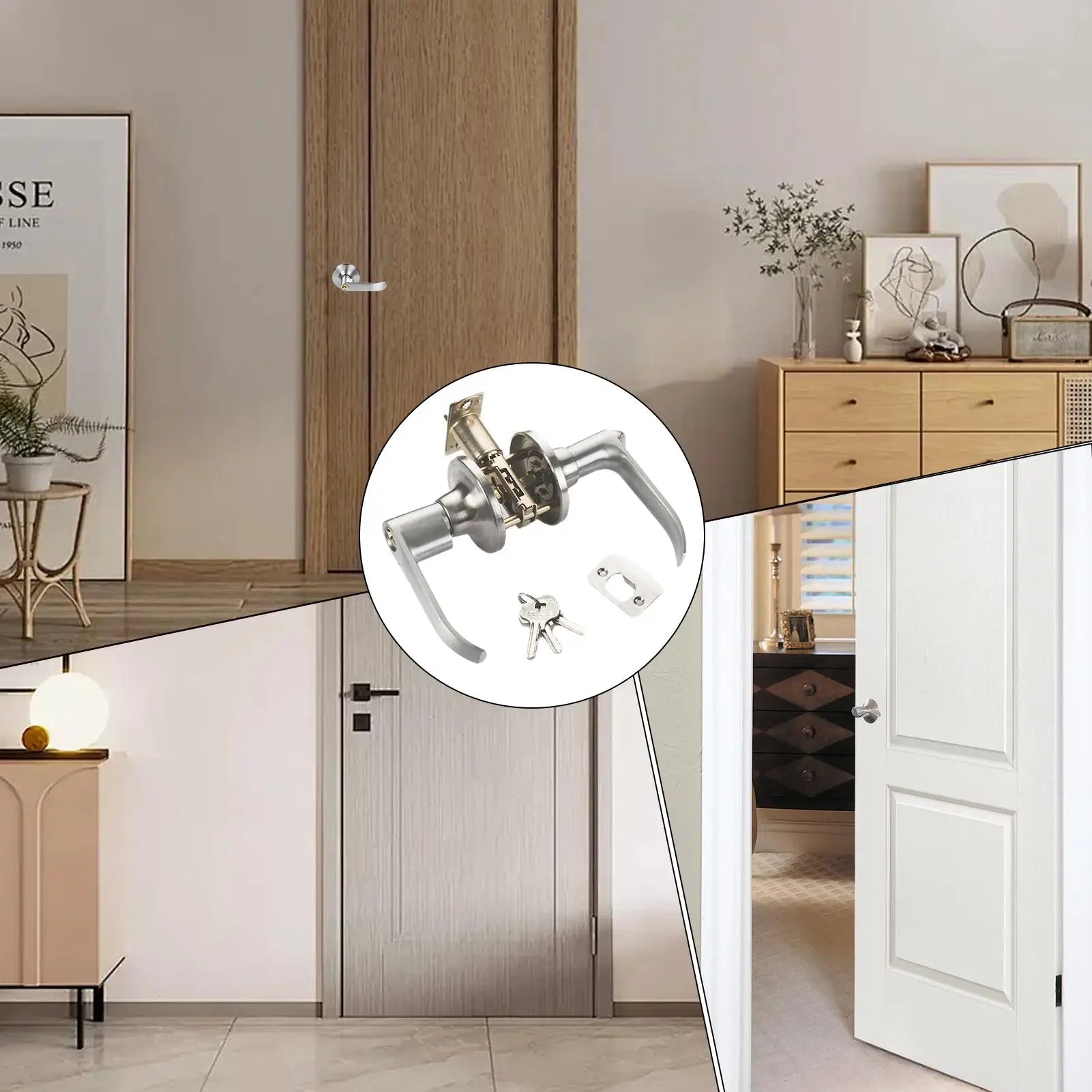 Stainless Steel Interior Door Lever Lock Set: Privacy Knob Handle