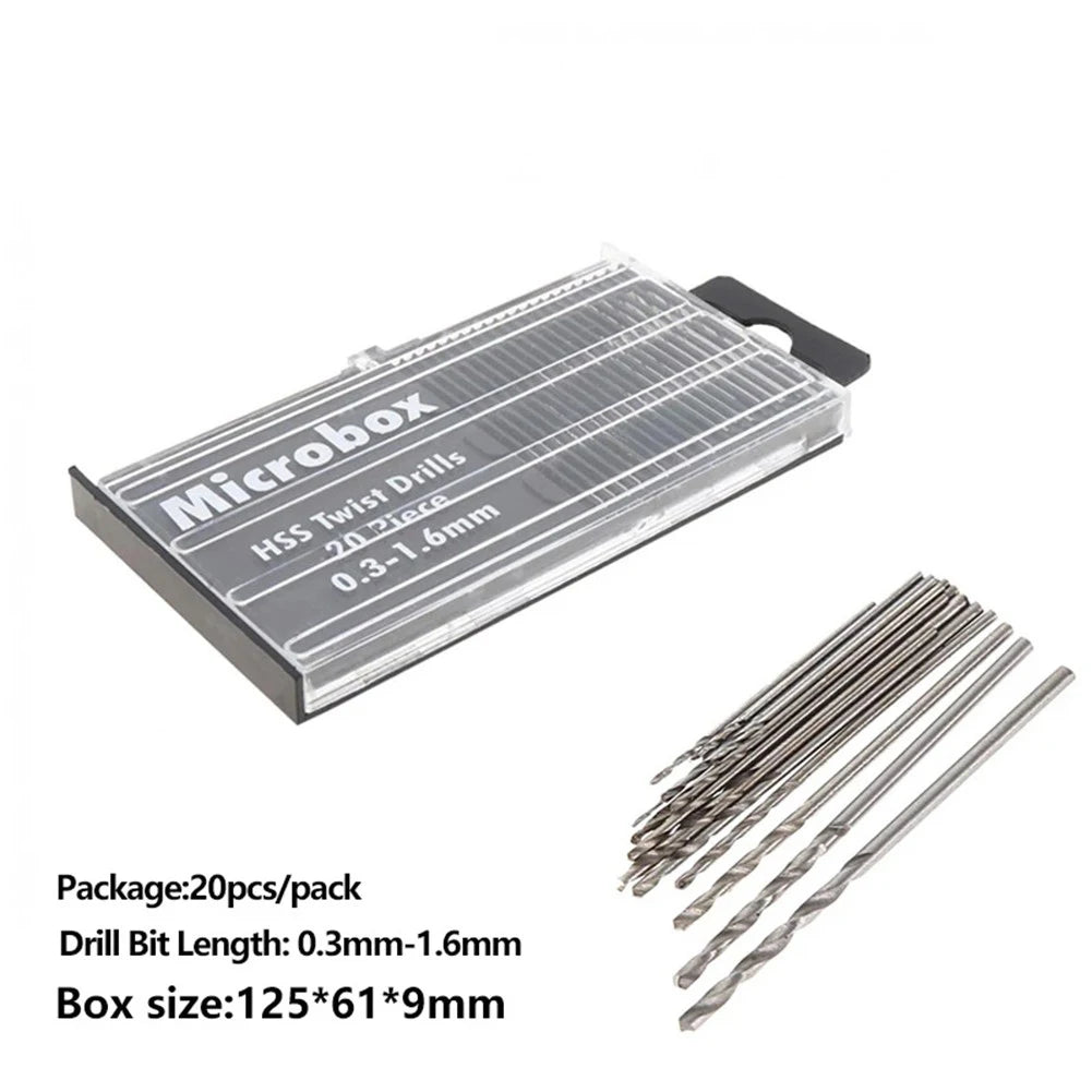 22Pcs 0.3mm-1.6mm Hand Drill Bit Set Semi-Automatic Micro Mini HSS