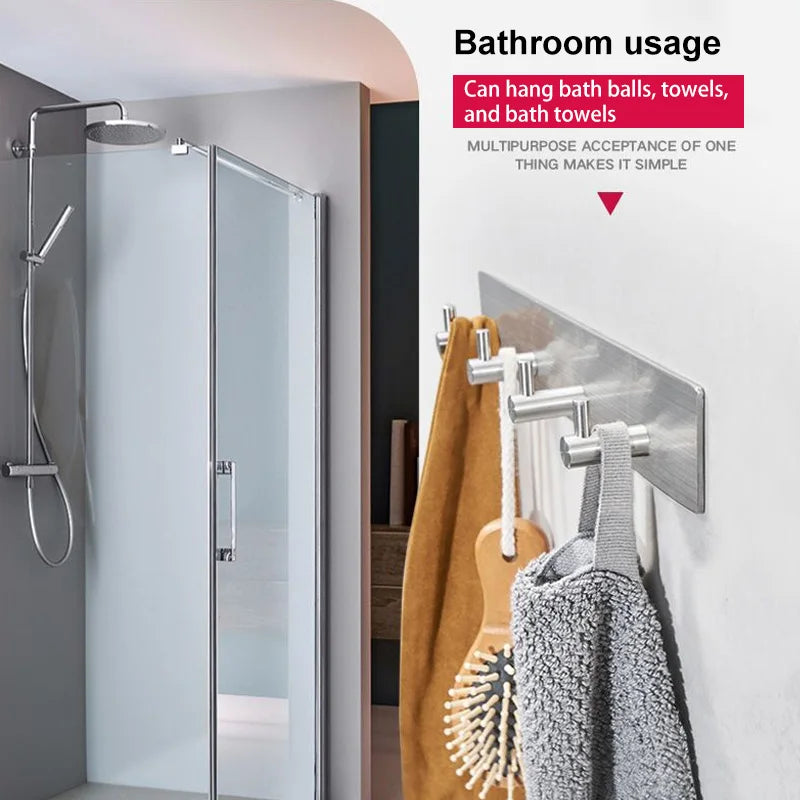 Stainless steel adhesive hooks for hanging clothes on the back