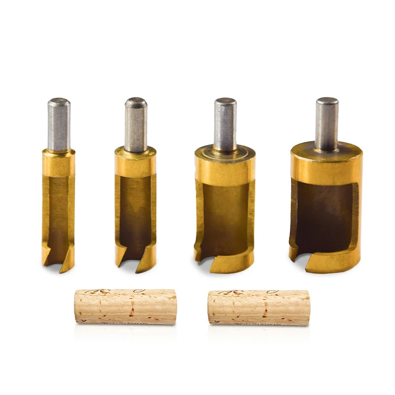 XCAN 4pcs set Barrel Cork Drill Bit Titanium Coated Wood Plug Cutter