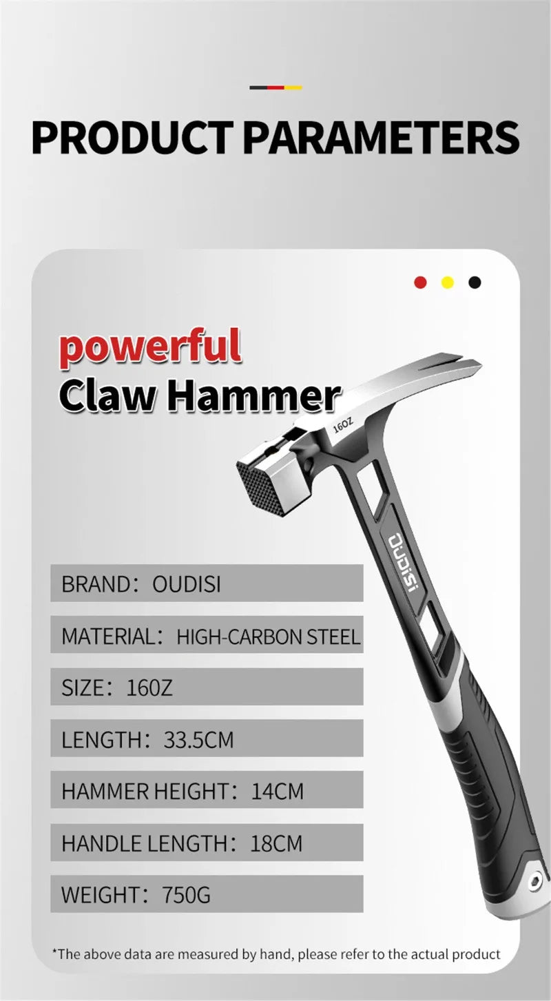 Multifunction Magnetic Claw Hammer for Woodworking Non-slip