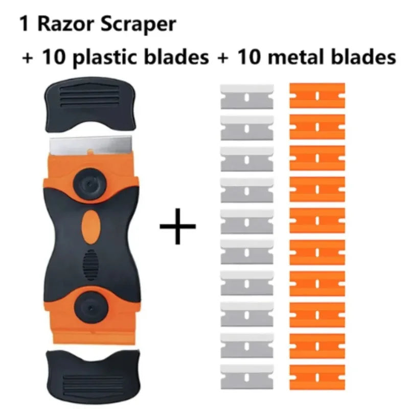 Plastic & Metal Razor Blade Scraper, Window Glass Cleaner, Vinyl Film
