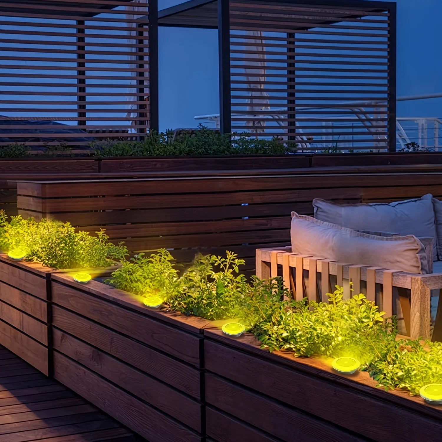 10pcs Solar Ground Light Outdoor Waterproof 8LED Disk Light for