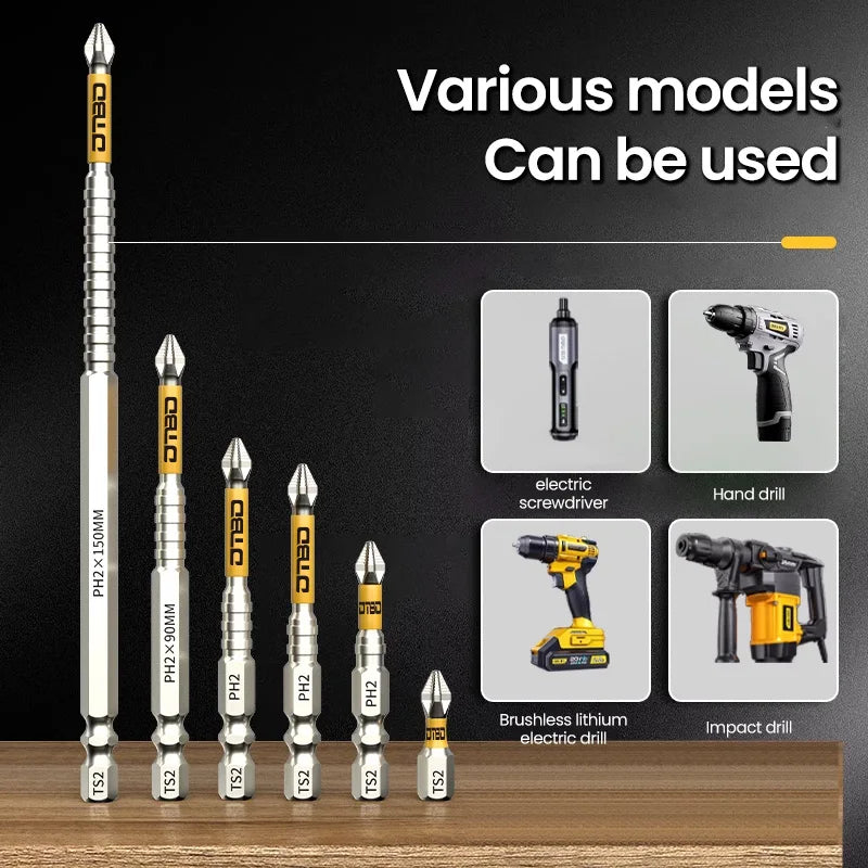 5PCS Ph2 Non-slip Cross Screwdriver Bits Set High Hardness Electric