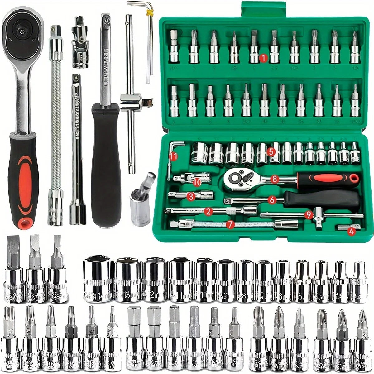2025 New 46-piece Auto Repair Combination Ratchet Wrench Auto