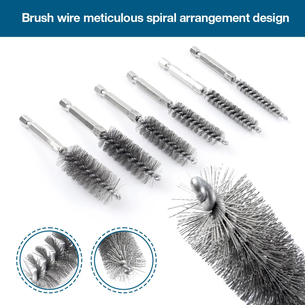 6/12Pcs Stainless Steel Wire Brush,Drilling Cleaning Brush Set