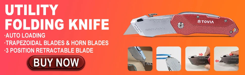 T TOVIA Folding Knife Replaceable Utility Knife for Cable Cartons