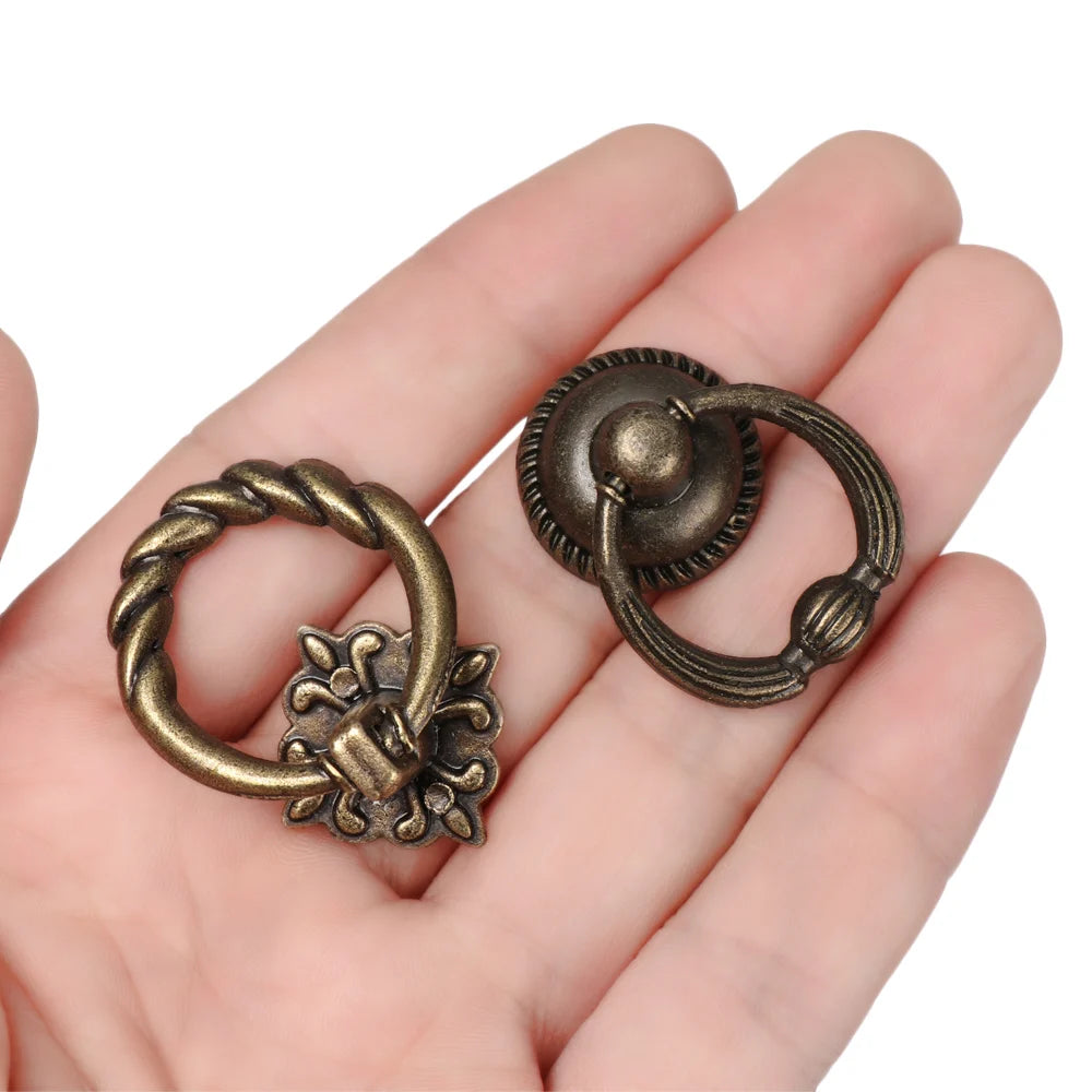 Retro Bronze Handles Ring Pattern Wardrobe Cabinet Drawer Closet