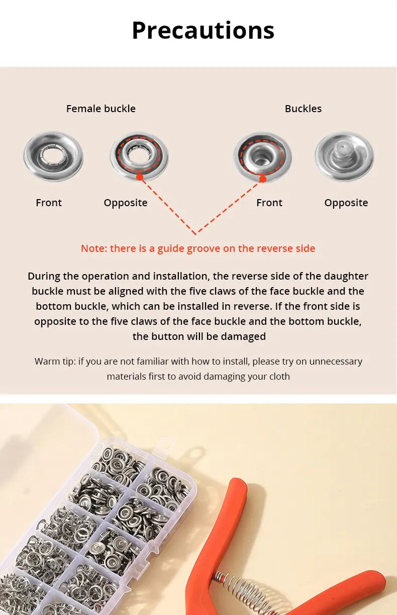 Snap Button Kit With Hand Pressure Pliers 50pcs Snaps