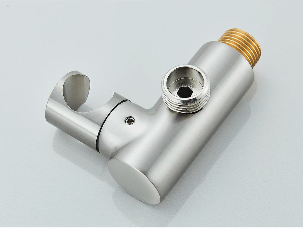 Poiqihy Chrome Shower Head Holder Handheld Shower Spray Bracket Wall