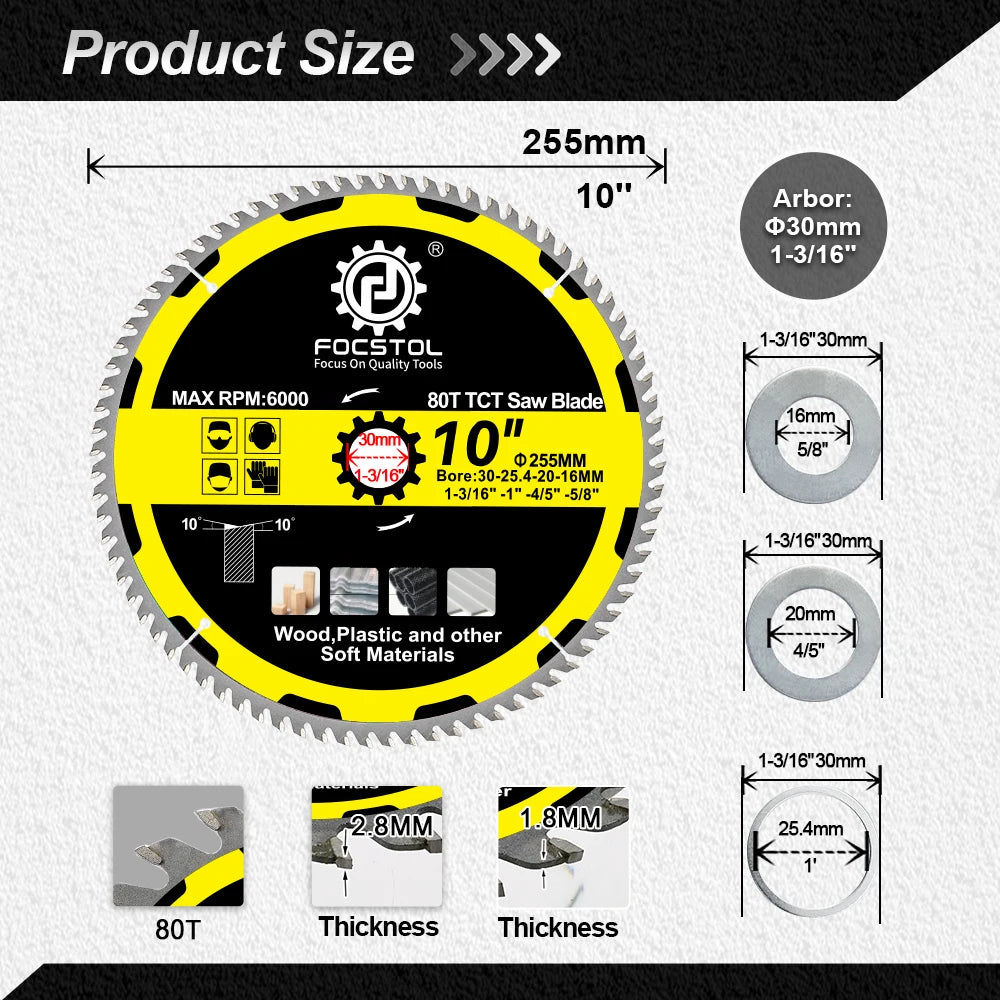 FOCSTOL TCT Carbide Wood Cutting Disc – Circular Saw Blade