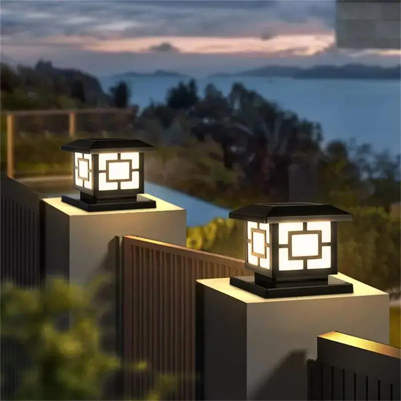 Timed LED Solar Outdoor Light Pillar Solar Lights Waterproof Thick