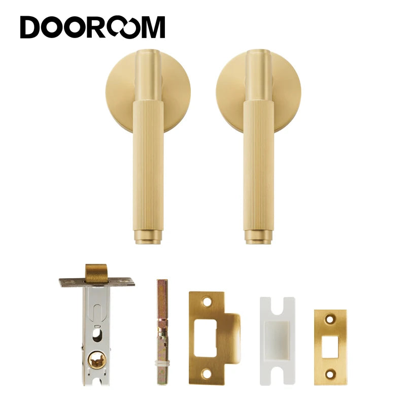 DOOROOM US Standard for 2-1/8" Hole Brass Privacy Passage Lock Set