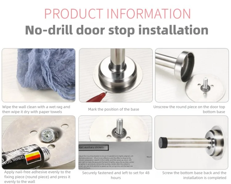 Drill-Free Silent Door Stopper - Extra Long & Thick Door Holder