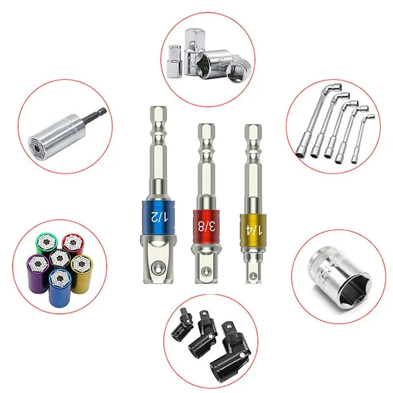 3PC Color Hexagon Screw Screwdriver Changeover Extension Square Head