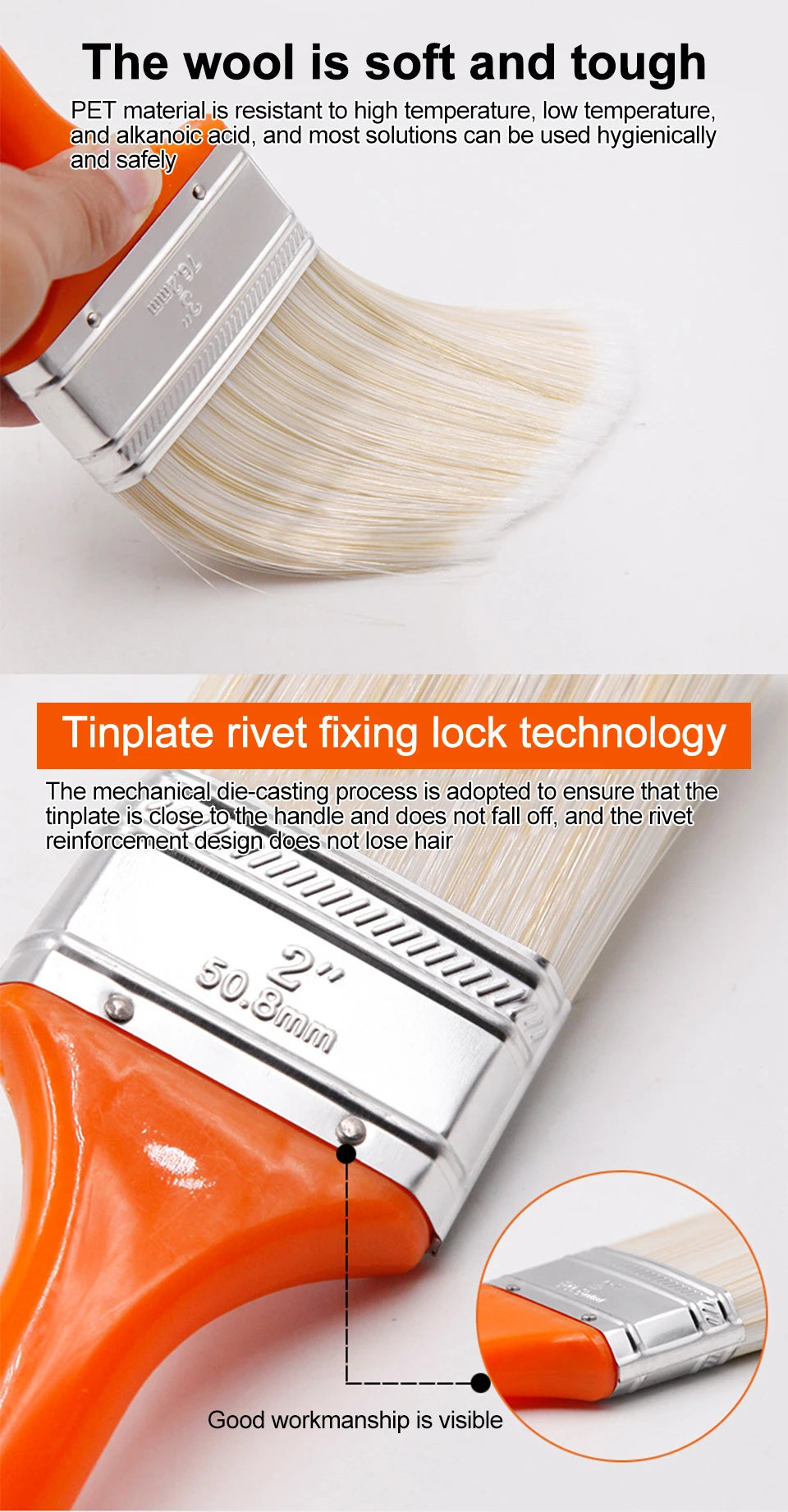 Home Improvement Wall Paint Brush PET Soft Bristle Durable Cleaning
