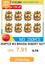 M2 M2.5 M3 M4 M5 M6 Brass Heat Set Insert Nut Hot Melt Knurled